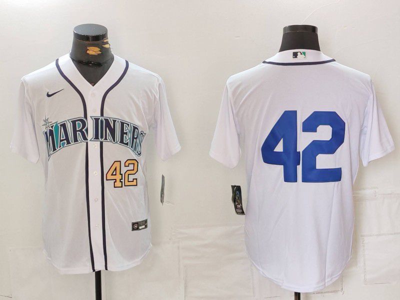 Men Seattle Mariners #42 No Name White Game 2024 Nike MLB Jersey style 2